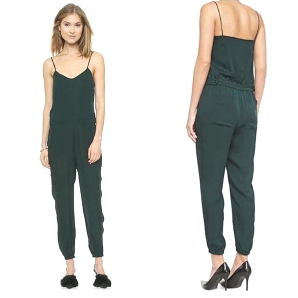Stassia Silk Jumpsuit in dark green